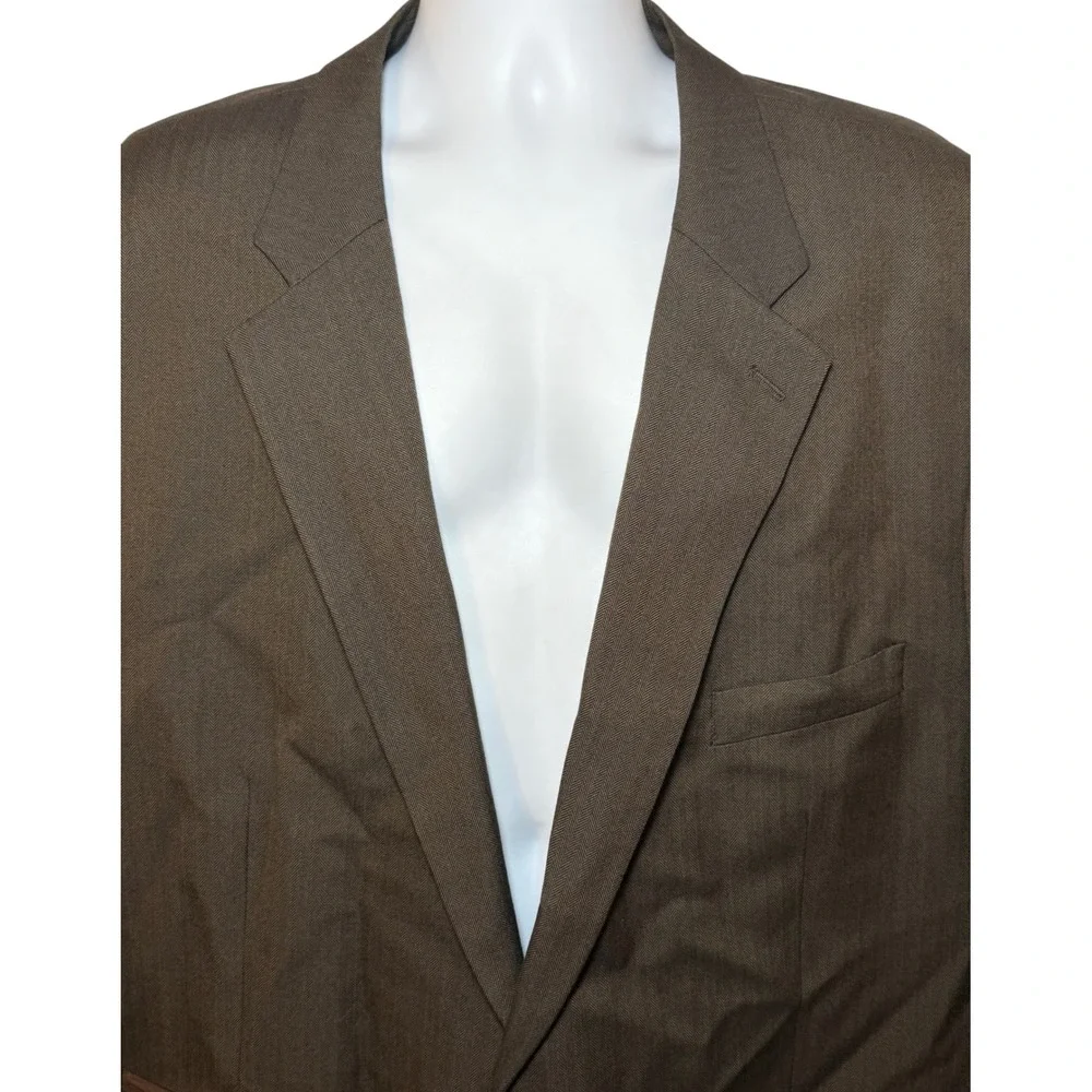 Oak Hill Blazer Sport Coat Herringbone Two Button‎ Brown Career Men's 54L